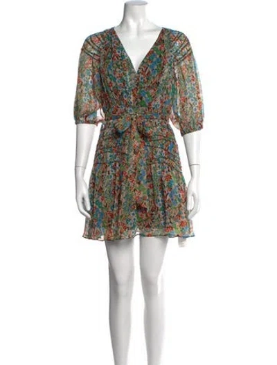 Pre-owned Ted Baker Floral Print Mini Dress In Black