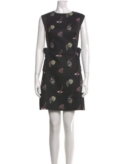 Pre-owned Ted Baker Floral Print Mini Dress In Black