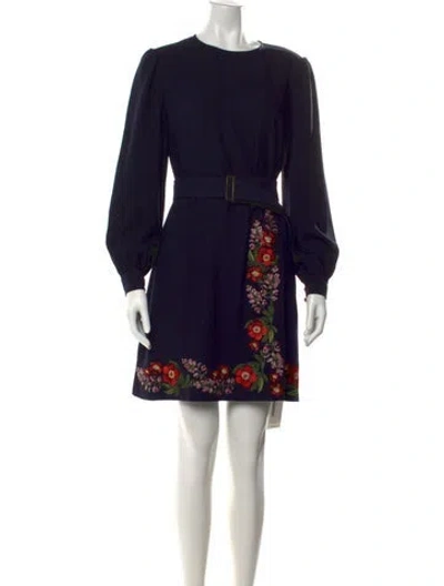 Pre-owned Ted Baker Floral Print Mini Dress In Black