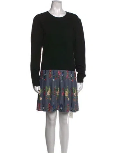 Pre-owned Ted Baker Floral Print Mini Dress In Black