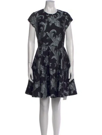 Pre-owned Ted Baker Floral Print Mini Dress In Black