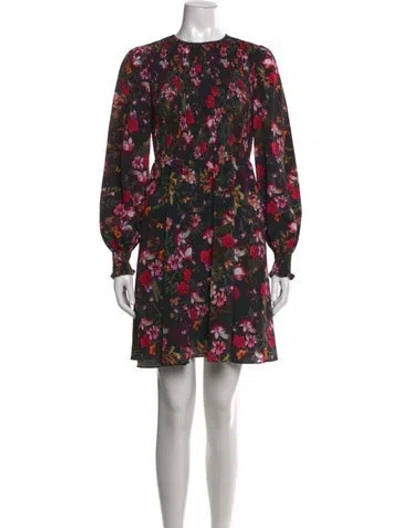 Pre-owned Ted Baker Floral Print Mini Dress In Black