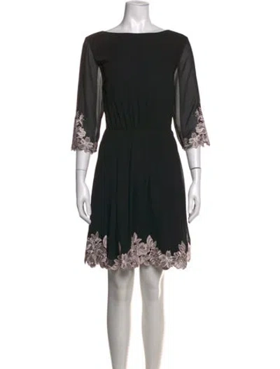 Pre-owned Ted Baker Floral Print Mini Dress In Black