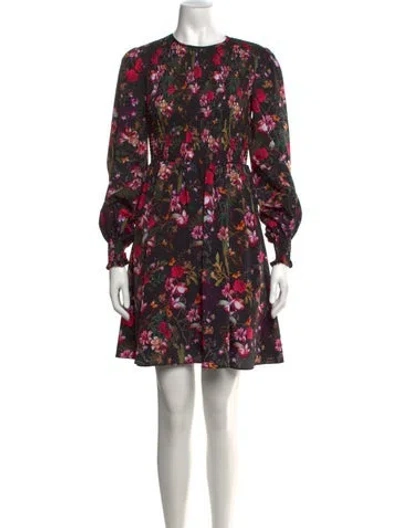 Pre-owned Ted Baker Floral Print Mini Dress In Black