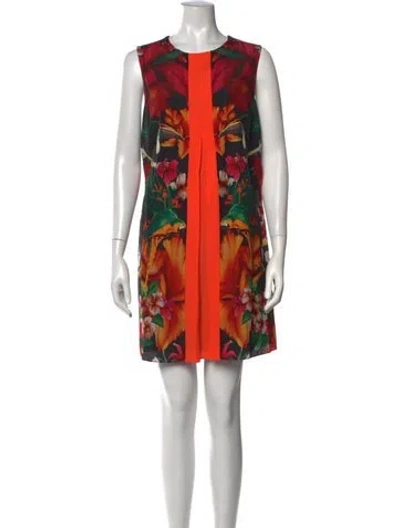 Pre-owned Ted Baker Floral Print Mini Dress In Black