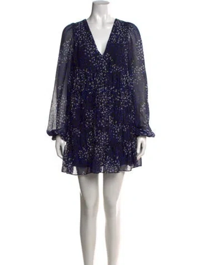 Pre-owned Ted Baker Floral Print Mini Dress In Black/blue