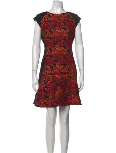 Pre-owned Ted Baker Floral Print Mini Dress In Black/pink