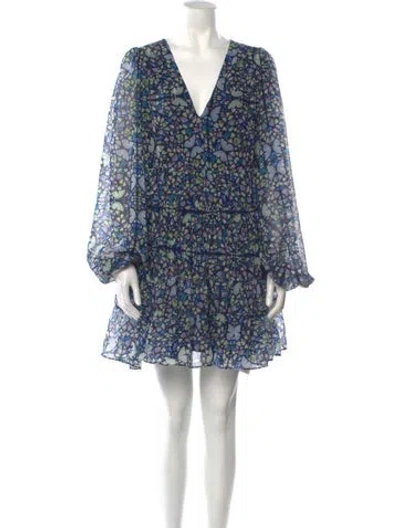 Pre-owned Ted Baker Floral Print Mini Dress In Blue