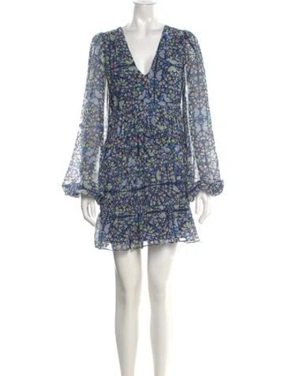 Pre-owned Ted Baker Floral Print Mini Dress In Blue