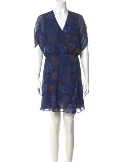 Pre-owned Ted Baker Floral Print Mini Dress In Blue
