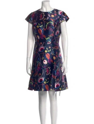 Pre-owned Ted Baker Floral Print Mini Dress In Blue