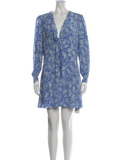 Pre-owned Ted Baker Floral Print Mini Dress In Blue