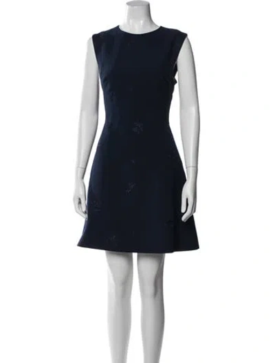 Pre-owned Ted Baker Floral Print Mini Dress In Blue
