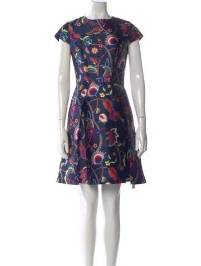 Pre-owned Ted Baker Floral Print Mini Dress In Blue