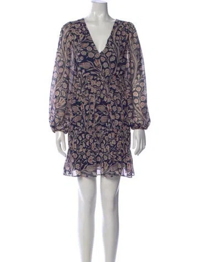 Pre-owned Ted Baker Floral Print Mini Dress In Blue