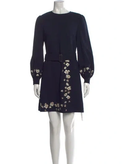 Pre-owned Ted Baker Floral Print Mini Dress In Blue
