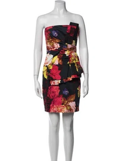 Pre-owned Ted Baker Floral Print Mini Dress In Blue
