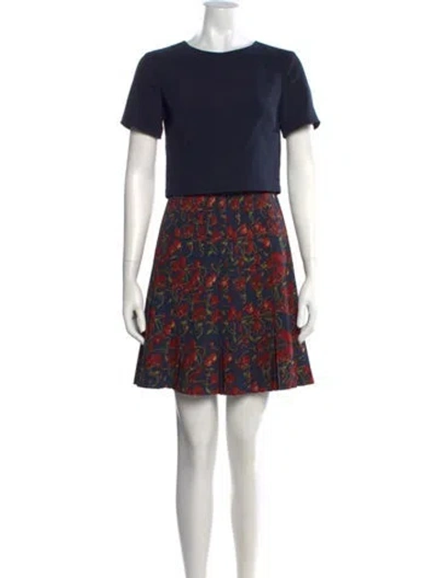 Pre-owned Ted Baker Floral Print Mini Dress In Blue