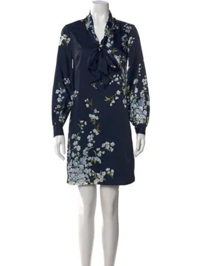Pre-owned Ted Baker Floral Print Mini Dress In Blue