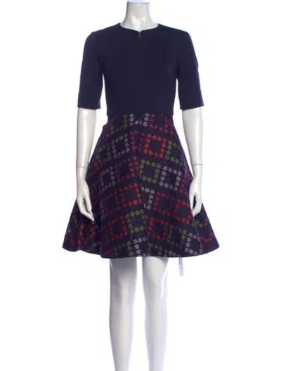 Pre-owned Ted Baker Floral Print Mini Dress In Blue