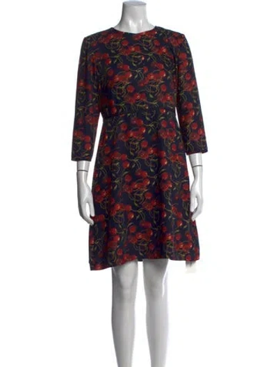 Pre-owned Ted Baker Floral Print Mini Dress In Blue