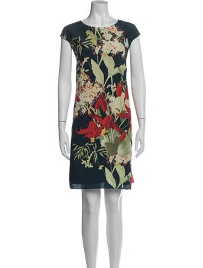 Pre-owned Ted Baker Floral Print Mini Dress In Blue