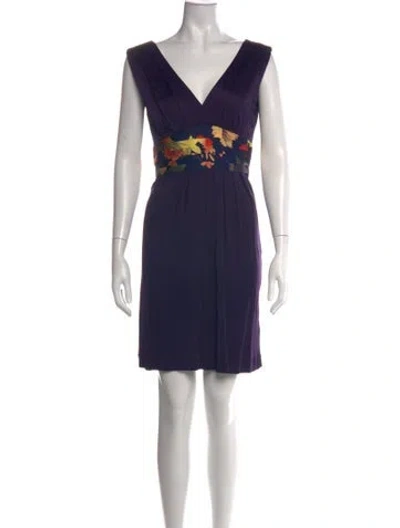 Pre-owned Ted Baker Floral Print Mini Dress In Blue