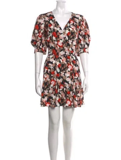 Pre-owned Ted Baker Floral Print Mini Dress In Blue