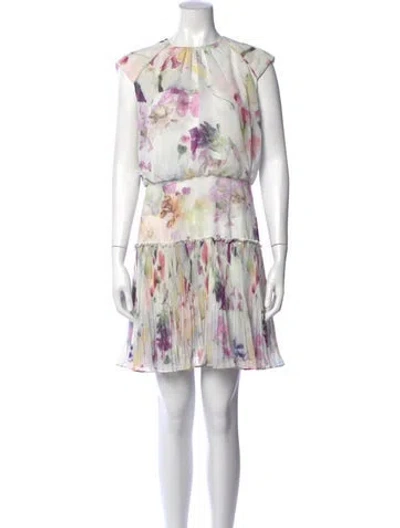 Pre-owned Ted Baker Floral Print Mini Dress In Blue