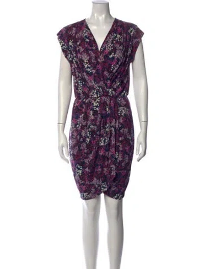 Pre-owned Ted Baker Floral Print Mini Dress In Blue