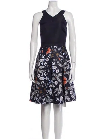 Pre-owned Ted Baker Floral Print Mini Dress In Blue