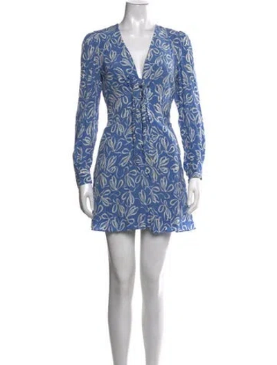 Pre-owned Ted Baker Floral Print Mini Dress In Blue