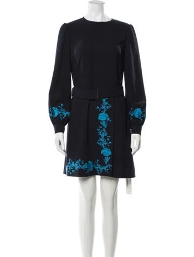 Pre-owned Ted Baker Floral Print Mini Dress In Blue