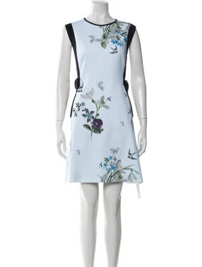 Pre-owned Ted Baker Floral Print Mini Dress In Blue