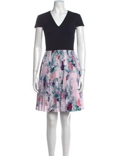 Pre-owned Ted Baker Floral Print Mini Dress In Blue/purple