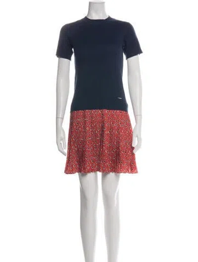 Pre-owned Ted Baker Floral Print Mini Dress In Blue/red