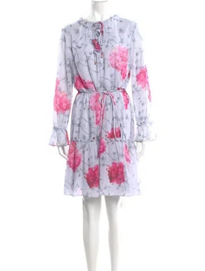 Pre-owned Ted Baker Floral Print Mini Dress In Gray