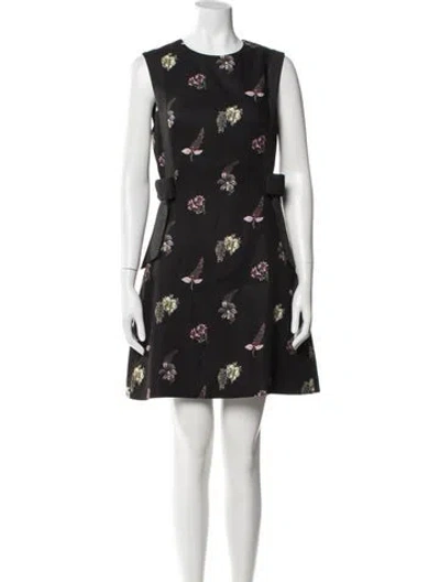 Pre-owned Ted Baker Floral Print Mini Dress In Gray