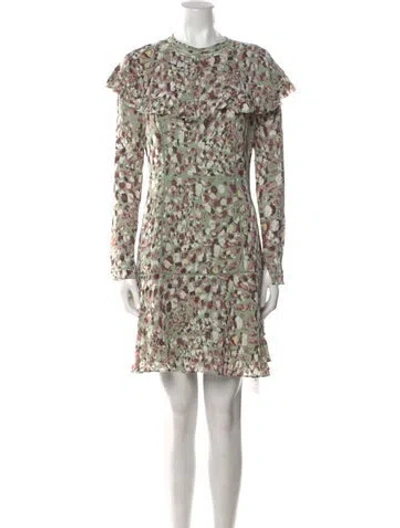 Pre-owned Ted Baker Floral Print Mini Dress In Green