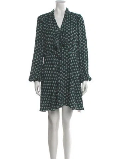 Pre-owned Ted Baker Floral Print Mini Dress In Green