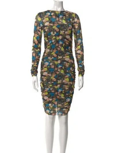 Pre-owned Ted Baker Floral Print Mini Dress In Green