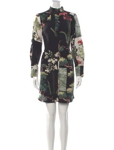Pre-owned Ted Baker Floral Print Mini Dress In Green