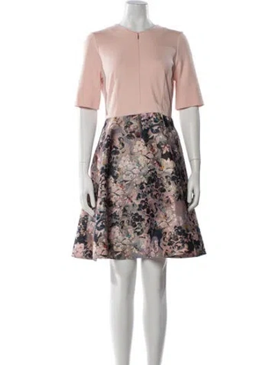 Pre-owned Ted Baker Floral Print Mini Dress In Metallic/pink