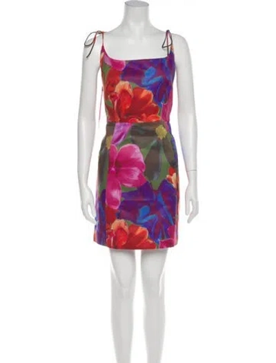 Pre-owned Ted Baker Floral Print Mini Dress In Multi