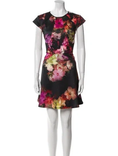 Pre-owned Ted Baker Floral Print Mini Dress In Multi