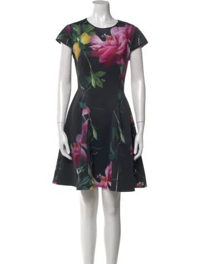 Pre-owned Ted Baker Floral Print Mini Dress In Multi