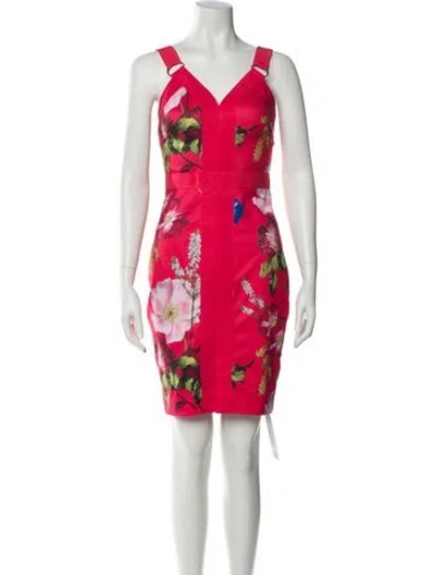 Pre-owned Ted Baker Floral Print Mini Dress In Multi