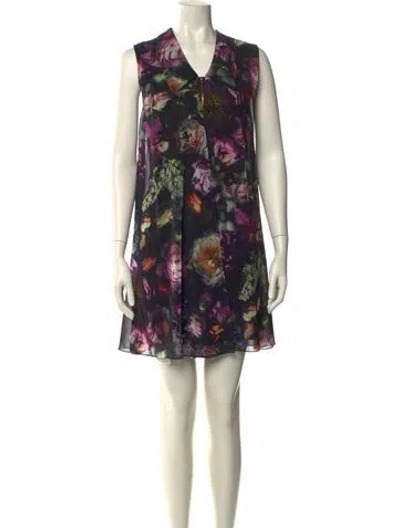 Pre-owned Ted Baker Floral Print Mini Dress In Multi