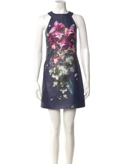 Pre-owned Ted Baker Floral Print Mini Dress In Multi