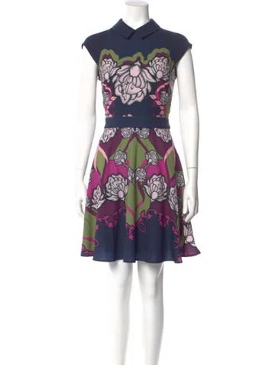 Pre-owned Ted Baker Floral Print Mini Dress In Multi